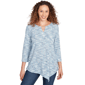 Petite Ruby Rd. Indigo Go Spacedye Knit Asymmetric Top - image 1
