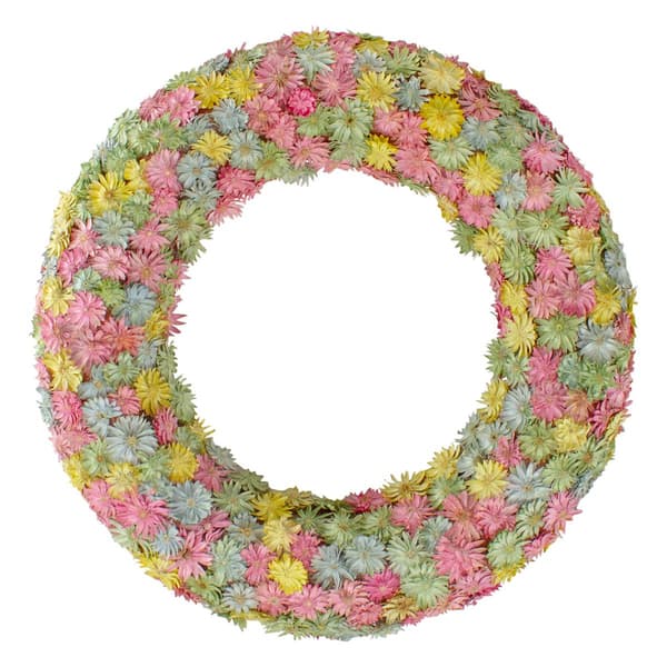 Northlight Seasonal Artificial Colorful Daisy Spring Wreath - image 