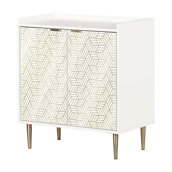 South Shore Maliza White & Gold Geometric Storage Cabinet - image 