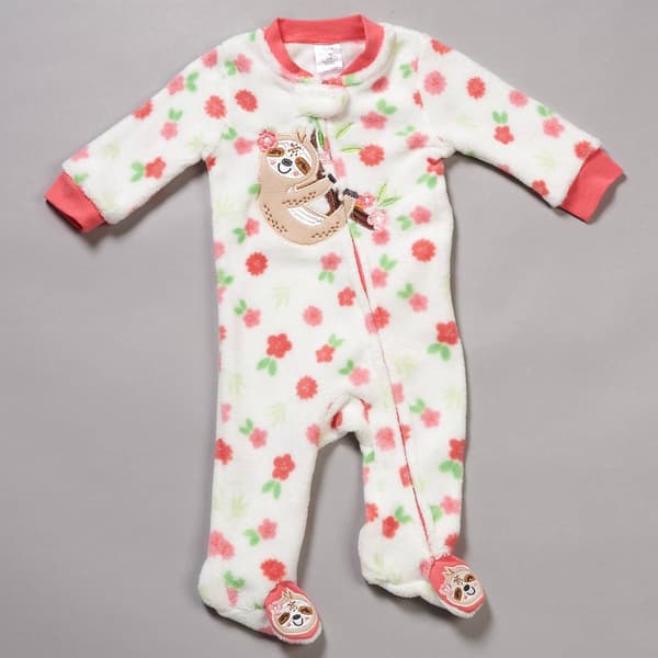 Baby Girl (NB-9M) Stylish Baby Sloth Floral Plush Sleep & Play - image 