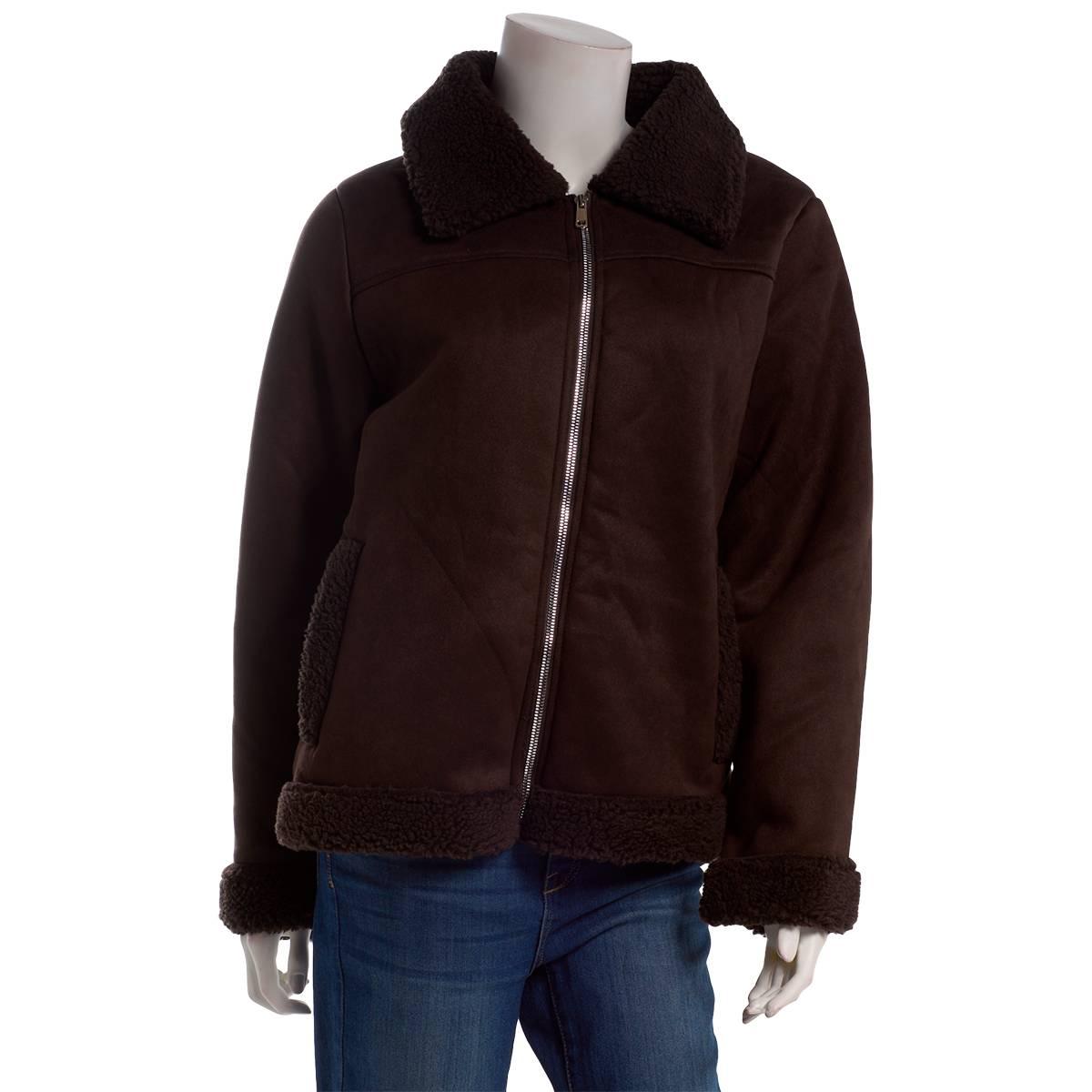 Juniors Snobbish Blyss Suede Sherpa Jacket
