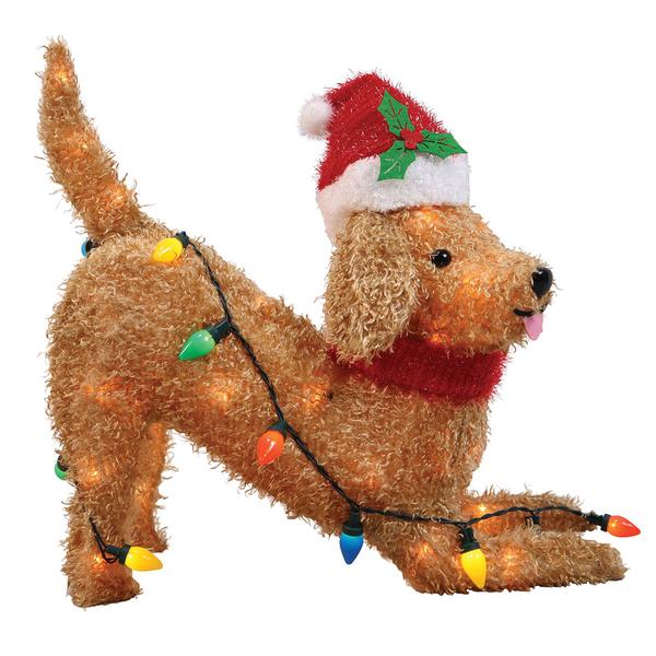 21in. Fabric Dog w/ Santa Hat - image 