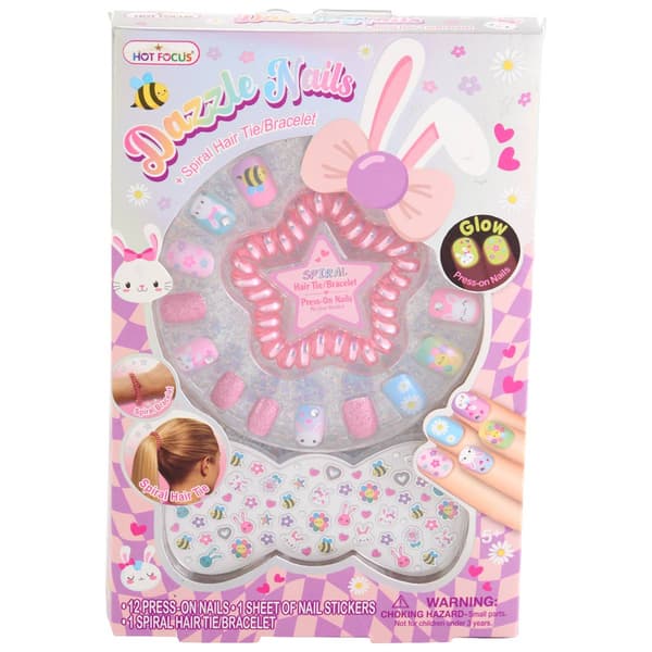 Girls Hot Focus Bunny Dazzle Nails Set - image 