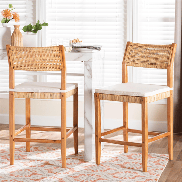 bali & pari Chatura Mahogany Wood 2pc. Counter Stool Set