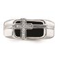Mens Pure Fire 14kt. White Gold Onyx Lab Grown Diamond Cross Ring - image 1
