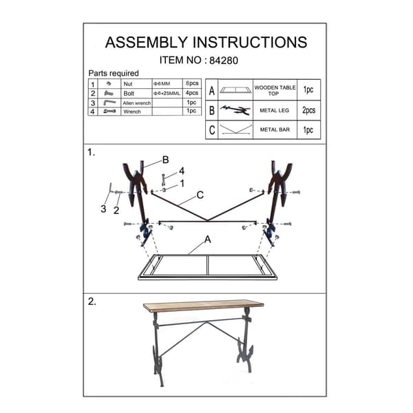 9th & Pike® Brown Coastal Metal Console Table