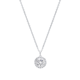 Saffron Sterling Silver Moissanite Diamond Halo Pendant Necklace