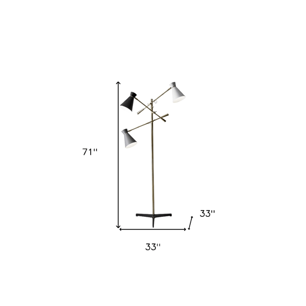 HomeRoots 71in. Brass Novelty Floor Lamp With Cone Shade