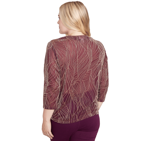 Womens Alfred Dunner Urban Legend Leaf Two In One Blouse
