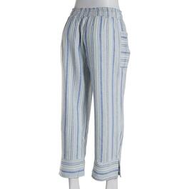 Womens Napa Valley 23in. Pull On Multi-Stripe Linen Capri Pants