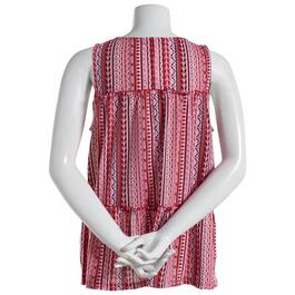 Womens Absolutely Famous Tiered Ruffle Sleeveless Aztec Tee
