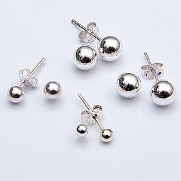 Marsala Set of 4 Sterling Silver Ball Post Earrings