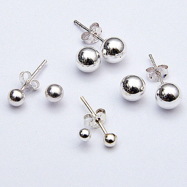 Marsala Set of 4 Sterling Silver Ball Post Earrings - image 
