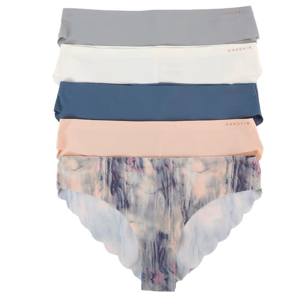 Womens Danskin 5pk. Scalloped Edge Cheeky Panties DS3220-5PKAB - image 