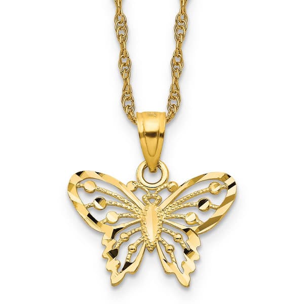 Gold Classics(tm) Yellow Gold Butterfly Pendant Necklace - image 