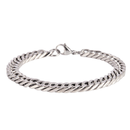 Mens Iron Saints 8mm Cuban Link Silver-Tone Bracelet