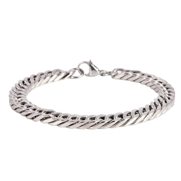 Mens Iron Saints 8mm Cuban Link Silver-Tone Bracelet - image 