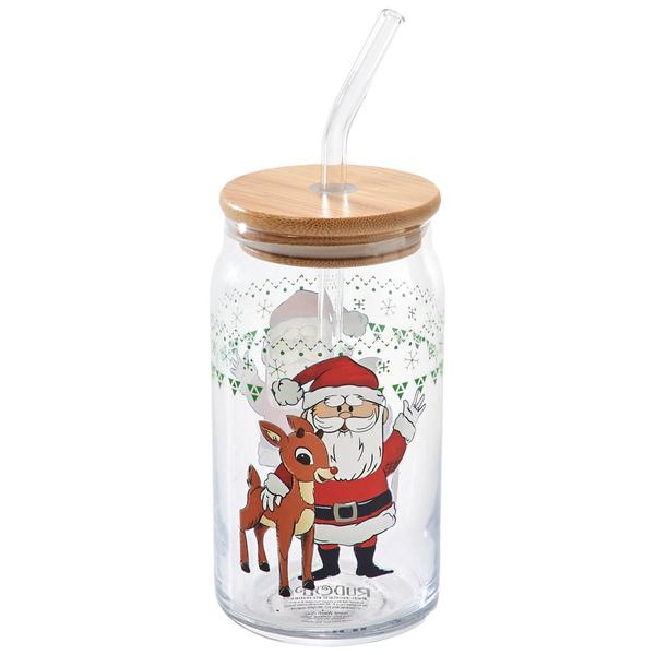 R Squared Rudolph & Santa 3D Glass Sipper - image 
