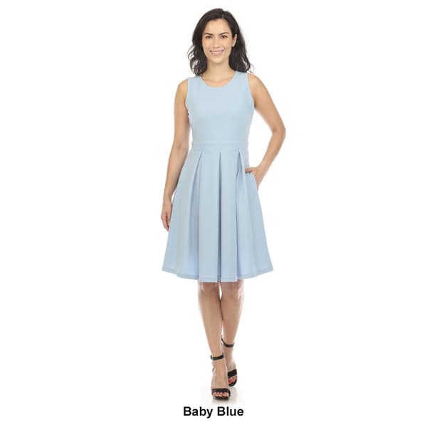 Womens White Mark Solid Fit and Flare Dress