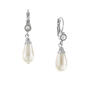 1928 Silver Crystal & Pearl Teardrop Earrings - image 1