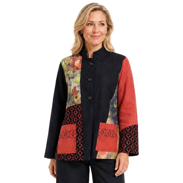Womens Ali Miles Long Sleeve Multi Patch Print Front Pocket Jack - image 
