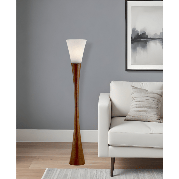 HomeRoots 68in. Brown And White Solid Wood Novelty Floor Lamp