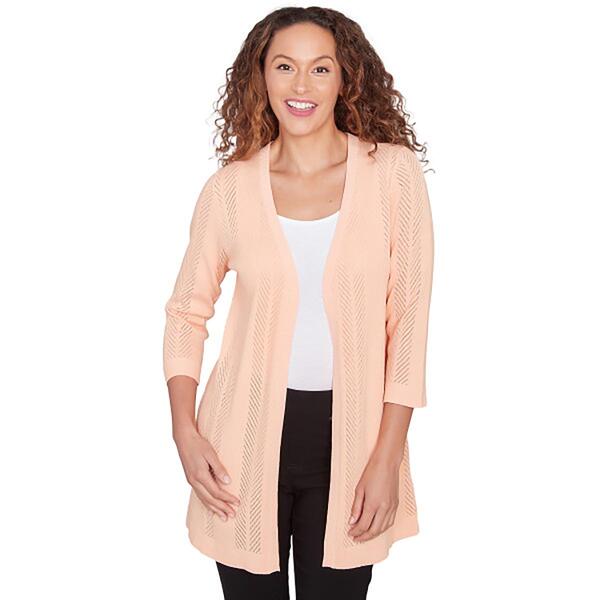Petite Emaline Sunset Key 3/4 Sleeve Solid Open Cardigan - image 