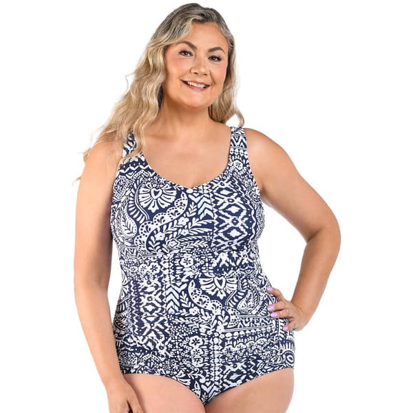 Plus Size Maxine Island Bohemia Side Shirred One Piece Swimsuit
