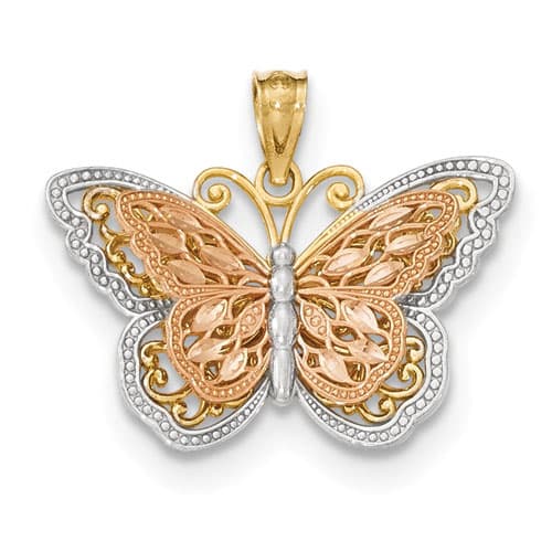 Gold Classics&#40;tm&#41; 14kt. Cut-Out 2-Level Butterfly Pendant - image 