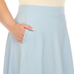 Plus Size White Mark Flared Midi Skirt with Pockets