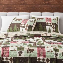 FreshFolds Wilder 3pc. Wildlife Patchwork Reversible Quilt Set