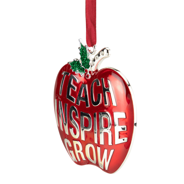 Northlight Red Silver Plated Apple Teacher Christmas Ornament