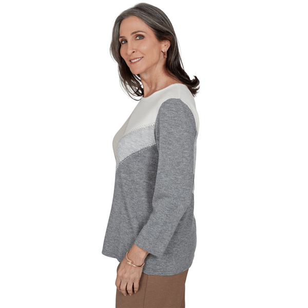 Womens Alfred Dunner Regent Street Studded Color Block Sweater