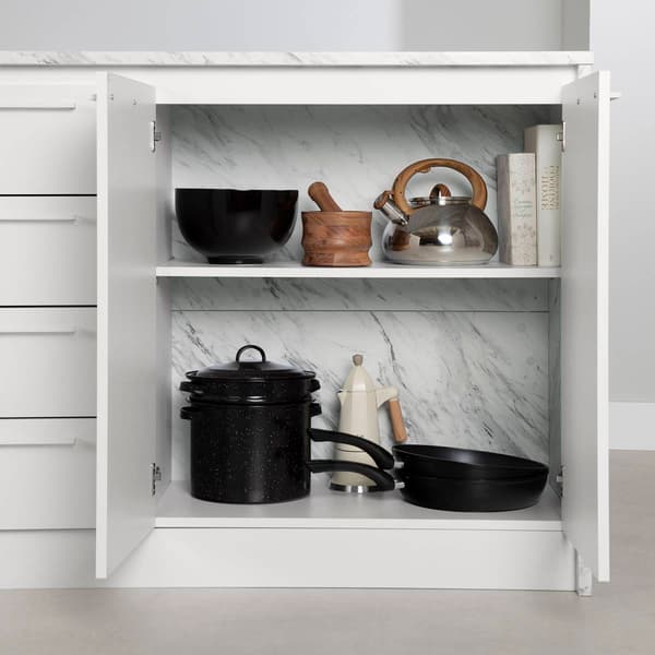 South Shore Myro Faux White Marble Kitchen Island