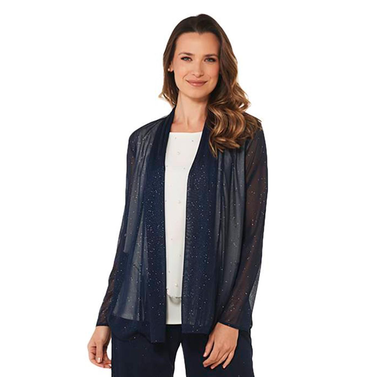Petite MSK Long Sleeve Sparkle Mesh Jacket
