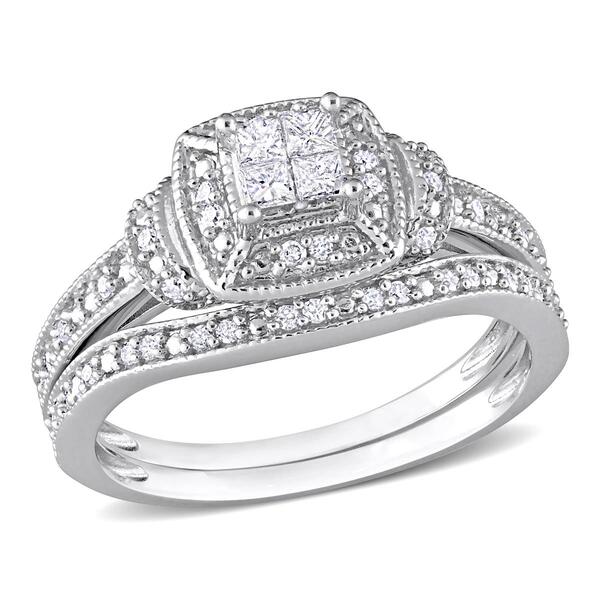 Diamond Classics&#40;tm&#41; 1/3ctw. Princess Diamond Bridal Ring Set - image 