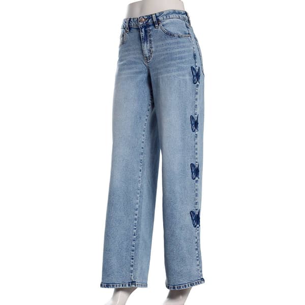 Juniors Madden Girl Butterfly Embroidered Ultra 90''s Jeans