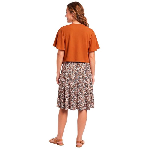Womens Perceptions Short Sleeve Floral Drape Jacket Dress