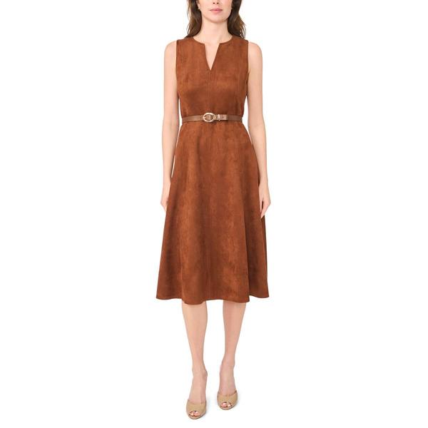 Womens Cece Sleeveless Split Neck Scuba Suede Midi - image 