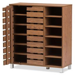 Baxton Studio Shirley Open Shelves 2 Door Shoe Cabinet