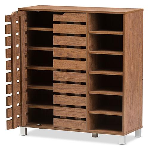 Baxton Studio Shirley Open Shelves 2 Door Shoe Cabinet