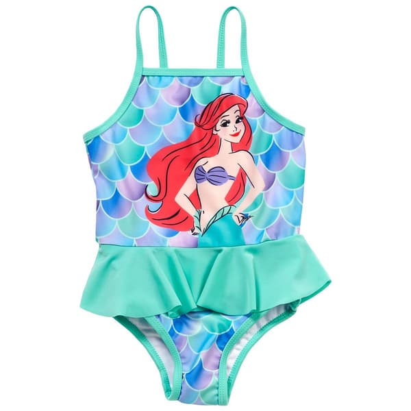Girls &#40;4-6x&#41; Disney One Piece Ariel Mermaid Ruffle Swimsuit - image 