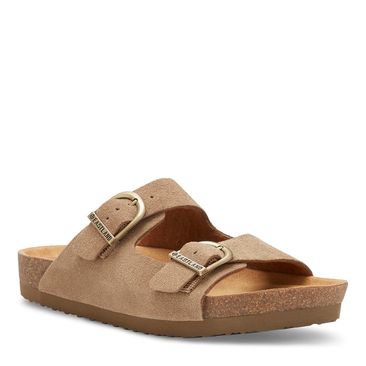 Womens Eastland Cambridge Suede Footbed Slide Sandals