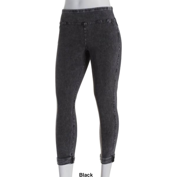 Womens Andrew Marc Spot Crop Knit Denim Cuffed Leggings