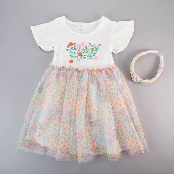 Girls &#40;4-6x&#41; BTween&#40;R&#41; Flutter Sleeve Floral Garden Tutu Dress - image 