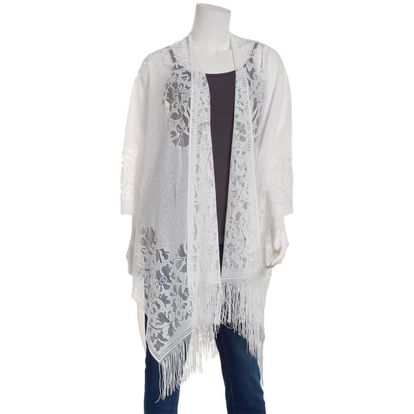 Womens Lulu Lace Fringe Kimono - image 
