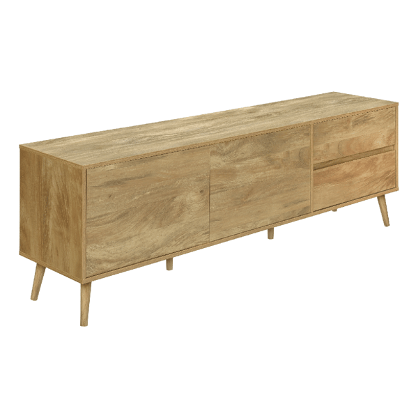 Monarch Specialties Mid Century Walnut 72in TV Stand with Storage