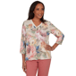 Womens Alfred Dunner Camden Market Bold Rose V Neck Blouse - image 1