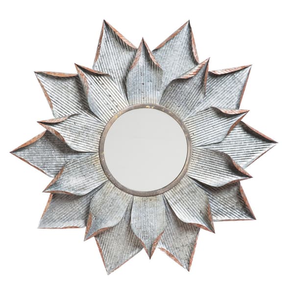 Evergreen Galvanized Metal Flower Wall Mirror - image 