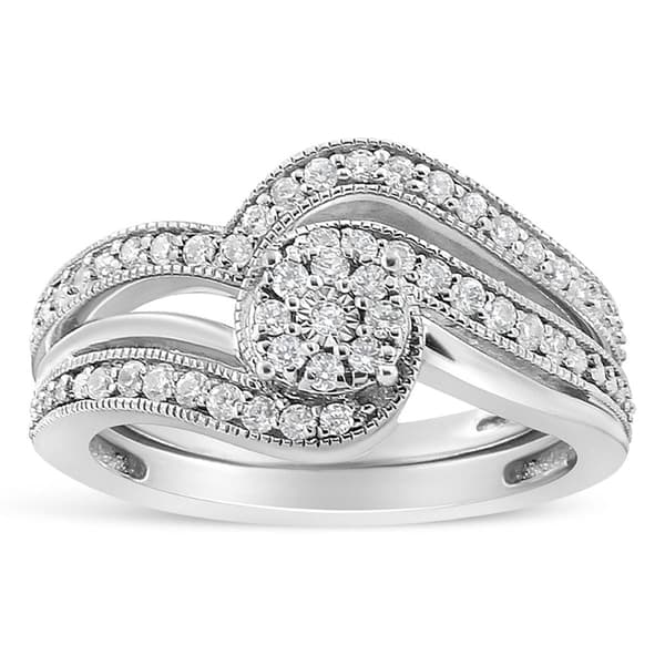 Haus of Brilliance Sterling Silver 1/3ctw. Diamond Bridal Set